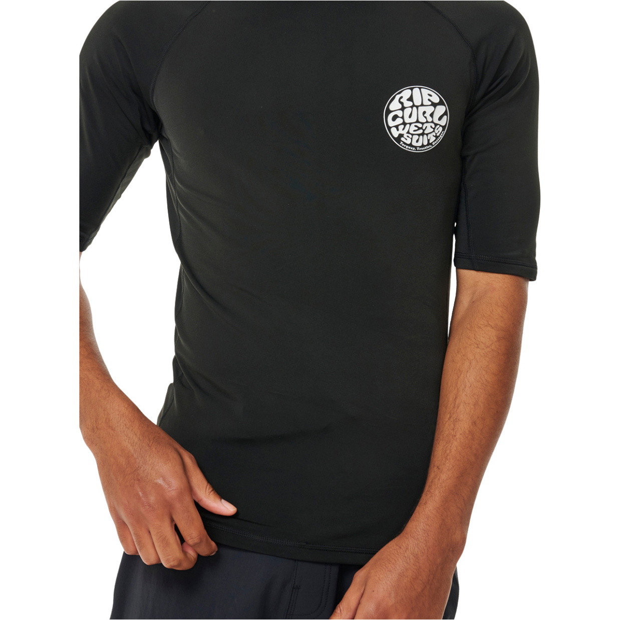 2025 Rip Curl Mens Icons UPF Brushed Short Sleeve Lycra Vest 154MRV - Black